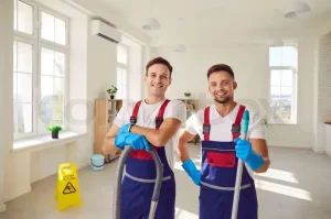 "فريق آرت كلينينج أثناء تنظيف فيلا في بني ياس"
